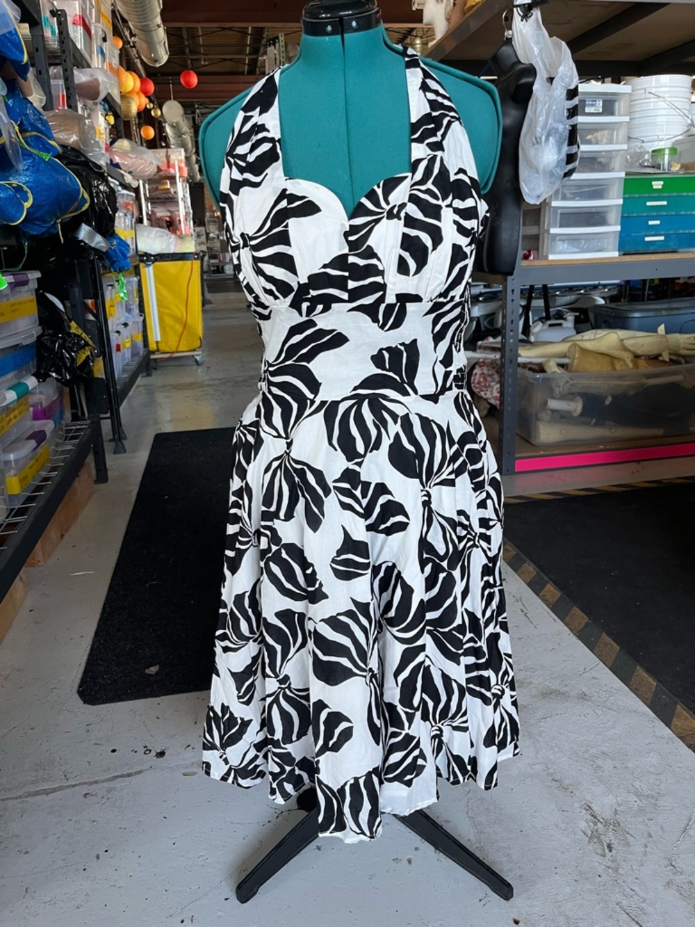 Trashy Diva Black & White Floral Halter Midi Dress